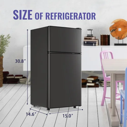 Miniatura 5 de DEMULLER - Pequeño refrigerador de 2.4 pies cúbicos con congelador, mininevera para dormitorio con estantes de plástico removibles, mininevera ideal