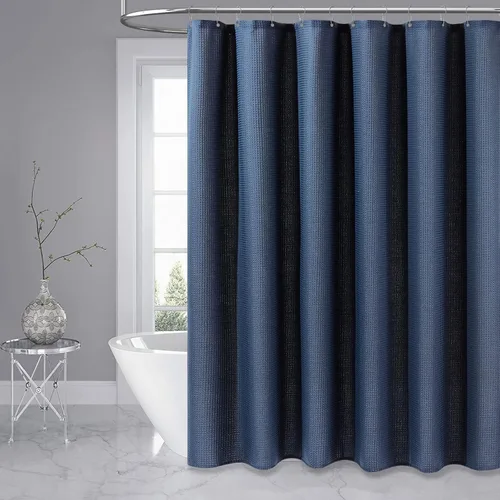Miniatura 6 de Dynamene Cortina de ducha de tela de 36 x 72 pulgadas, cortinas de ducha de tela pesada para baño, juego de cortina de baño de lujo neutra Azul