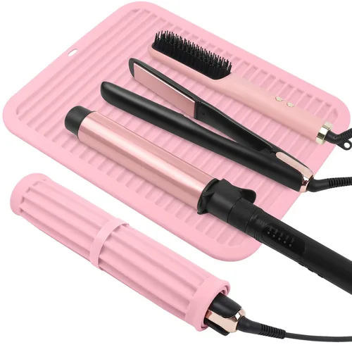 Miniatura 11 de Alfombrilla de silicona resistente al calor, alfombrilla profesional para herramientas de cabello para rizadores, planchas, alisadores de pelo