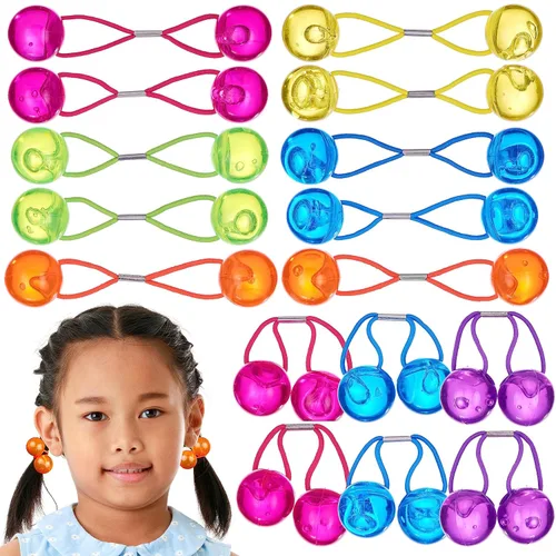 Miniatura 9 de 16 piezas Coletas Bolas de 24MM (0.94 in) Elásticos para Cabello Colección Bolas de Coleta de Colores Brillantes Para Niñas y Niños Pequeños Liso