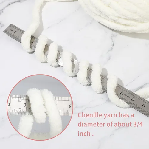Miniatura 4 de INNDUN Hilo grueso para tejido de brazo, hilo de chenilla gris grueso