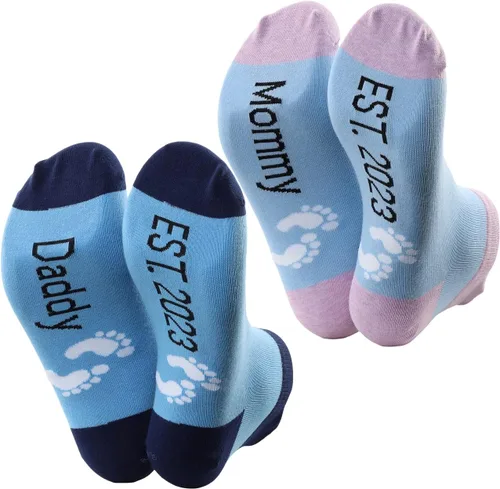 Miniatura 2 de MBMSO Regalos para padres nuevos papás, mamá y papá 2023, calcetines de revelación de embarazo para padres para ser regalos por primera vez