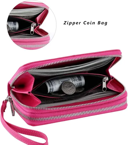 Miniatura 2 de HAWEE - Cartera para teléfono celular, con dos cierres y correa larga extraíble para la muñeca, para mujer
