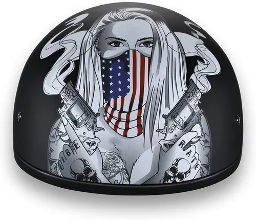 Miniatura 20 de Daytona Helmets - Medio casco de motocicleta con diseño de calavera y huesos cruzados – Aprobado DOT [Gráficos]