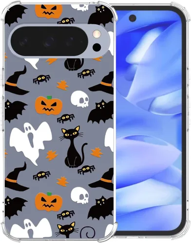 Miniatura 34 de Funda transparente de Halloween para Google 6a, con patrón de fantasma, funda protectora de TPU suave, delgada, a prueba de golpes, para niños