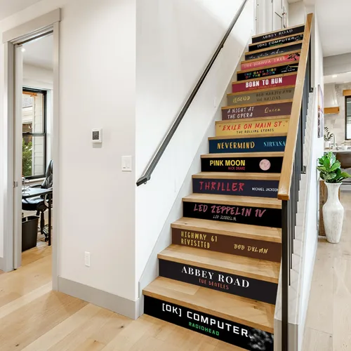 Miniatura 2 de funlife Calcomanías para elevador de escalera, 14 calcomanías para escaleras para decoración de tiendas de hotel y hogar, autoadhesivas, Álbumes