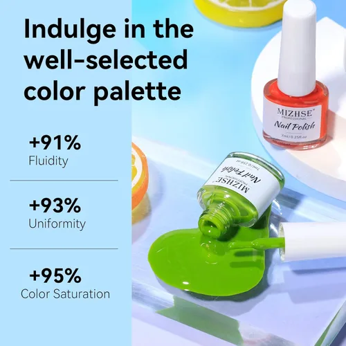 Miniatura 5 de MIZHSE Juego de esmaltes de uñas de secado rápido, esmalte de uñas de colores brillantes, esmalte de uñas regular sin gel, amarillo, verde, morado