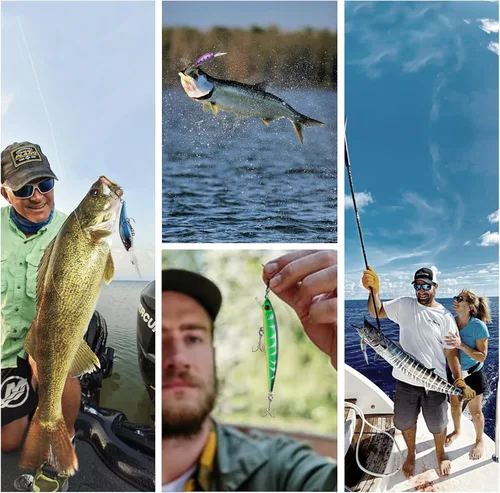 Miniatura 7 de Minnow Crank Baits - Kit de señuelos de pesca con anzuelos para agua salada y agua dulce, kit de señuelos para pesca de trucha, lubina, salmón