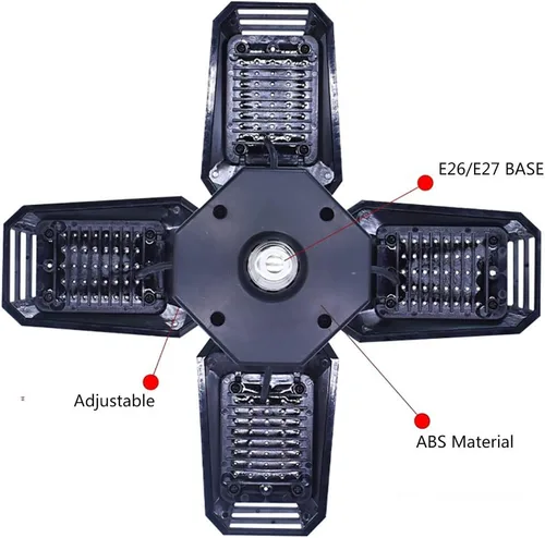 Miniatura 3 de Luces LED deformables para garaje, 12000 lúmenes, 6500 K, luz diurna, 120 W, iluminación de techo de organización de garaje de cuatro hojas