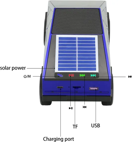 Miniatura 9 de WSTER Altavoz Bluetooth con forma de automóvil alimentado por energía solar, estéreo inalámbrico portátil, calidad de sonido de alta definición