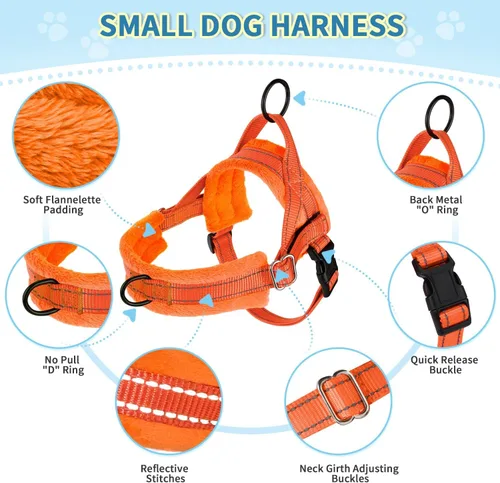 Miniatura 2 de Arnés para perro Lukove sin tirón y juego de correa, arnés suave acolchado para perros pequeños, arnés reflectante ajustable en cuello y pecho