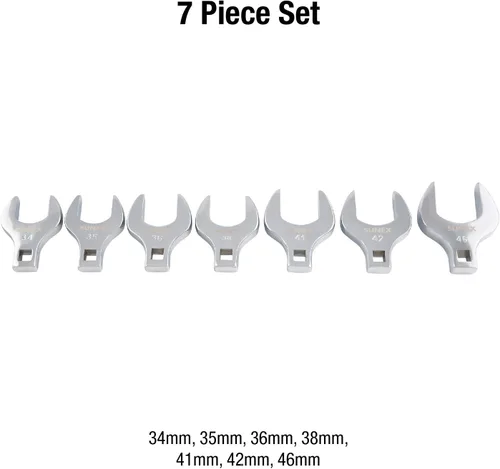 Miniatura 2 de Sunex Tools 9740A juego de llaves de pata recta 1/2 pulg. métrico gigante, 34mm - 46mm, totalmente pulido, 7 piezas (incluye riel de almacenamiento)