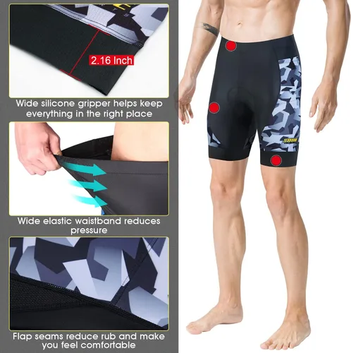 Miniatura 13 de Souke Sports Pantalones cortos de ciclismo acolchados para hombre, cómodos pantalones de ciclismo de carretera