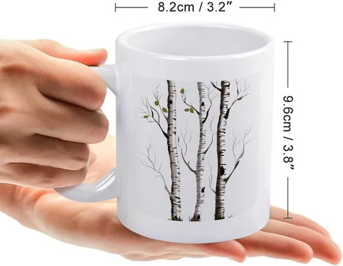 Miniatura 2 de Birch Tree Coffee Cup Ceramic, Sublimation Mugs with Large Handle for Tea, Personalized Machine Washable Drinking Mug for Buffets, Home, And