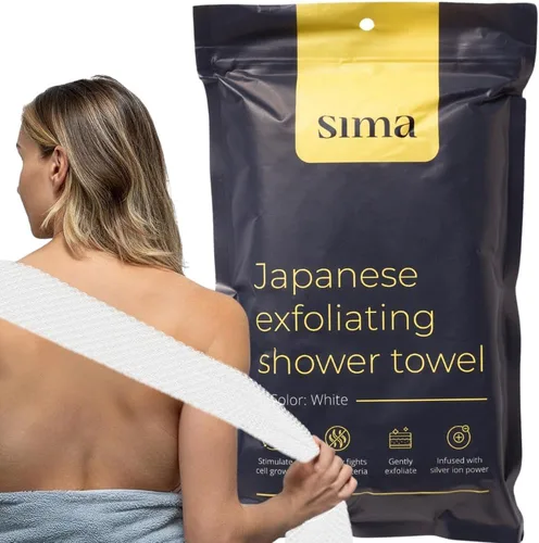 Miniatura 10 de Toalla exfoliante para la cara y el cuerpo - Toalla exfoliante japonesa con fibras hexagonales, exfoliante corporal con 2 lados para frotar y lavar