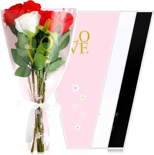 Sayglossy 150 bolsas de flores para ramos de flores, envoltura de una sola rosa, bolsas de suministros de embalaje, bolsas de embalaje transparente