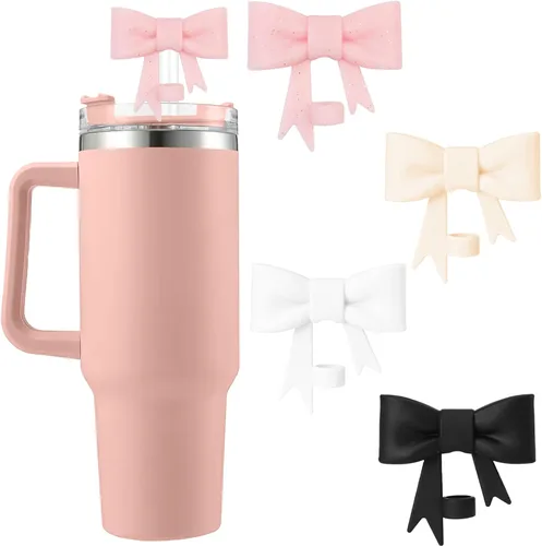 Miniatura 36 de 6 piezas de cubiertas de pajita de silicona para vasos Stanley de 40/30 oz 10 mm (0.4 pulg) cubiertas de pajita a prueba de polvo con diseño
