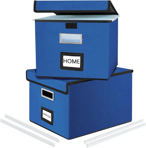 Miniatura 61 de Caja Organizadora de Archivos con Tapa, Caja Organizadora Plegable de Cuero Sintético para Carpetas Colgantes con Rieles de Plástico, Cajas (cuero)