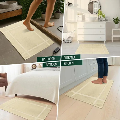 Miniatura 6 de Pearl Linens Paquete de 6 alfombrillas de baño 100% algodón de 20x30 pulgadas, suaves y absorbentes de secado rápido, juego de alfombrillas de baño