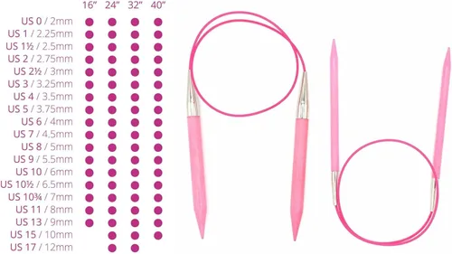 Miniatura 2 de Lykke Agujas de tejer circulares, agujas circulares fijas rubor, agujas de tejer - 40" (100cm) (0.177 in/US 7)