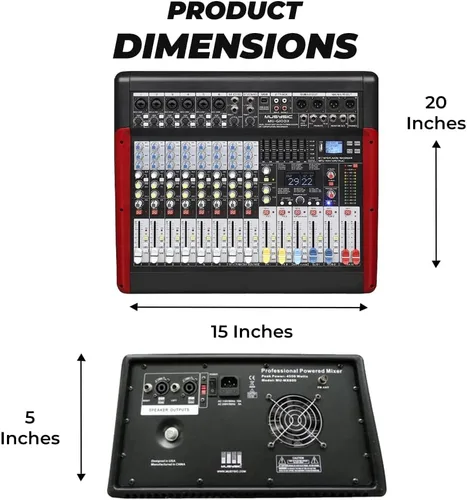Miniatura 5 de MUSYSIC Tablero mezclador de audio profesional de 10 canales con efectos DSP duales de 24 bits, interfaz USB, grabadora Bluetooth/MP3 y ecualizador