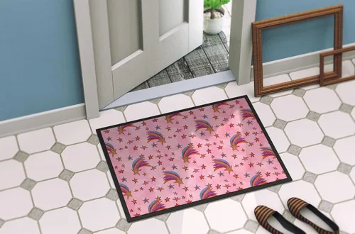 Miniatura 4 de Caroline's Treasures BB7548MAT - Felpudo de acuarela con estrellas fugaces en rosa, 18 x 27 pulgadas, tapete para puerta delantera