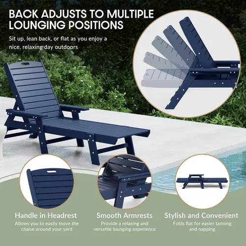 Miniatura 4 de WestinTrends Malibu Poly - Tumbona reclinable azul marino