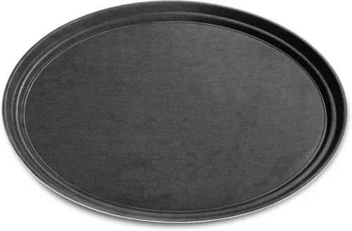 Miniatura 4 de New Star Foodservice Bandeja antideslizante, plástico, forro de goma, ovalada, 20.9 x 24.8 in, negro