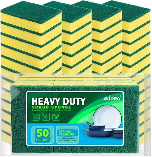 Miniatura 9 de AIDEA Esponjas de cocina, paquete de 50 esponjas de platos resistentes, esponja de limpieza para el hogar y la cocina, suministros de limpieza sin