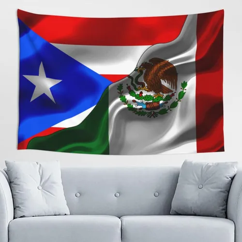 Miniatura 11 de Tapiz de bandera de Jamaica Puerto Rico y Jamaica, 60 x 40 pulgadas, divertido tapiz estético, arte de pared para dormitorio, sala de estar, colgar