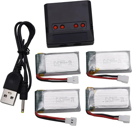 Miniatura 6 de Blomiky Paquete de 4 baterías de 3.7 V 500 mAh 1.85 Wh 25C MX2..0 Plug Lipo batería y caja de tablero adecuado para Q9S Syma X5C X5 RC Quadcopter