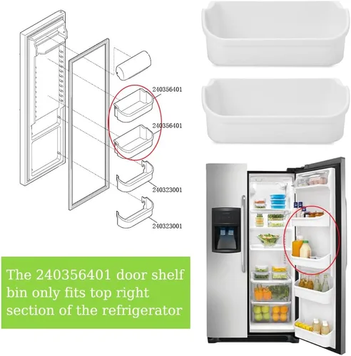 Miniatura 5 de 240356401 y 240323001 Contenedor de estante de puerta para refrigerador Frigidaire FFHS2622MSJ FRS6LR5EB2 FGHS2644KF2 FRS6R4EW2 FFSS2614QS6A