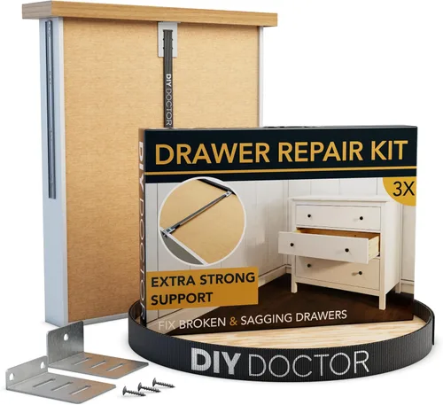 Miniatura 9 de DIY Doctor Kit de reparación de cajones (paquete de 4) – Arregla la parte inferior de los cajones caídos fácilmente – Refuerza los cajones
