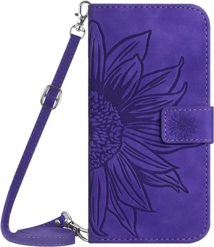 Miniatura 10 de XYX Wallet Case Compatible with Xiaomi Redmi Note 10s, Emboss Half Flower Floral PU Leather Flip Protective Case with Adjustable Shoulder Strap for