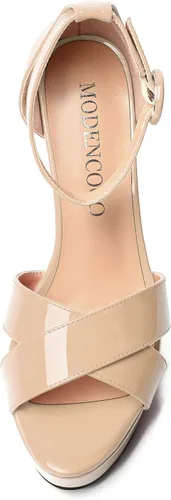 Miniatura 87 de MODENCOCO Sandalias de boda con correa de tobillo sexy para mujer, con plataforma y puntera abierta, tacón de aguja y tacón alto, zapatos de vestir