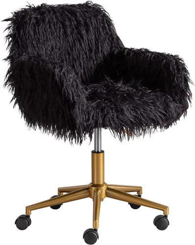 Miniatura 9 de Silla de escritorio moderna de piel sintética, silla de oficina en casa para mujeres, niñas y adolescentes, silla de escritorio negra giratoria