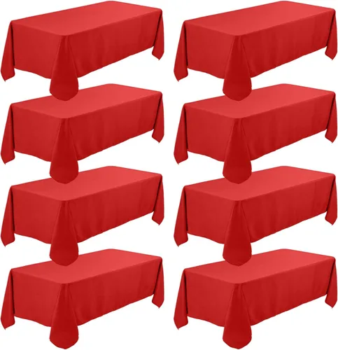 Miniatura 8 de Fivenl - Juego de 8 manteles negros de 60 x 84 pulgadas, manteles de mesa rectangular de 4 pies al por mayor, fundas de mesa de poliéster lavable