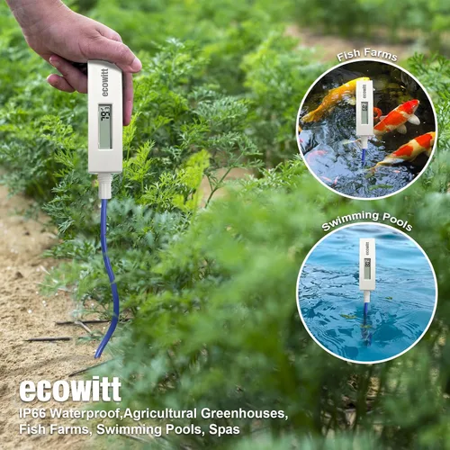 Miniatura 6 de Termómetro ECOWITT WN34BD, con pantalla LCD y sonda de sensor de alambre de silicona de 3.28 pies/1m, adecuado para temperatura de piscina