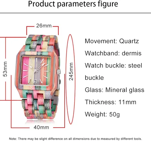 Miniatura 5 de Tiong Brand Wooden Watches Mens with Handmade Colorful Bamboo Wood Watch Analog Date Quartz Wooden Watch for Men