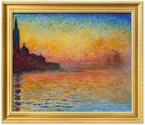 Miniatura 89 de IPIC - Reproducción artística de los lirios de agua de Claude Monet 1906, impresiones giclée coinciden con el marco dorado clásico, arte de pared