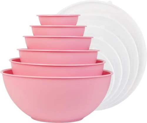 Miniatura 21 de BoxedHome Tazón redondo de plástico sin BPA con tapas, paquete de 12 tazones anidables con tapas, aptos para microondas y lavavajillas, cuencos