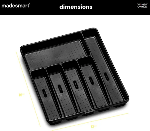 Miniatura 6 de madesmart Bandeja de cubiertos de alta calidad, organizador de cubiertos de 6 compartimentos para tenedores, cuchillos y cucharas, antideslizante