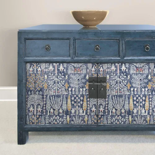 Miniatura 4 de RoomMates RMK12372PL - Papel tapiz autoadhesivo de Ikat persa Azul