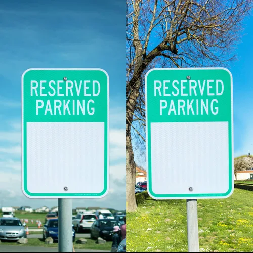 Miniatura 6 de Faittoo Letreros de estacionamiento reservados en blanco, paquete de 4 letreros de aluminio reflectantes de 18 x 12 pulgadas, de grado ingeniero