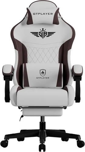 GTPLAYER Silla para videojuegos, sillas de videojuegos con reposapiés y soporte lumbar, silla de computadora para adultos con respaldo extendido,