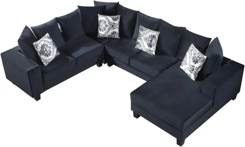 Miniatura 8 de KEVINSPACE Sofá seccional de 110 pulgadas, sofá en forma de U de 110 pulgadas, sofá de gran tamaño con respaldo cómodo tapizado con sillones dobles