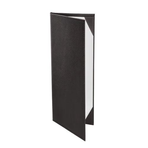 Menu Covers Hecho de piel sintética de alta calidad (paquete de 10) - 4.25 x 11 pulgadas - Lista de vinos - Menú de bar (negro, 2 vistas)