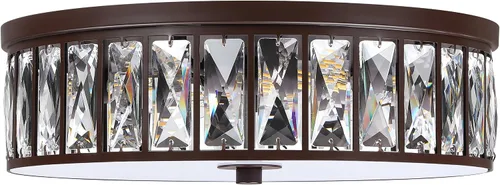 Miniatura 17 de Lámpara de techo de tambor de cristal cromada de 12 pulgadas, montaje semiempotrado, accesorio de granja para sala de estar, comedor, dormitorio