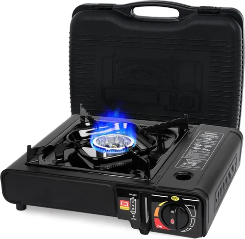 Miniatura 10 de SHINESTAR Estufa de combustible dual con compatibilidad de butano y propano, estufa de campamento portátil para cocinar al aire libre, manguera