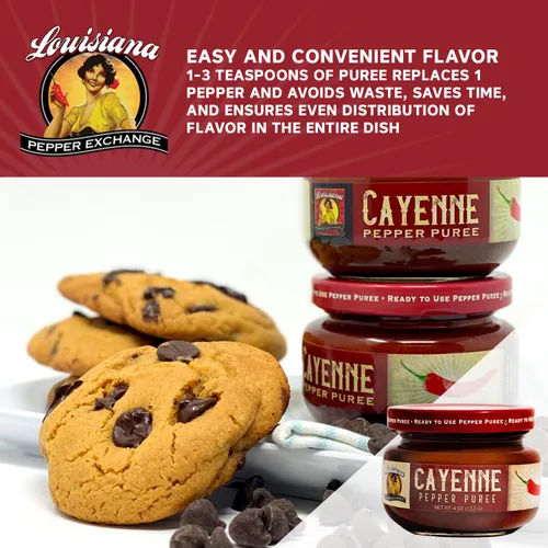 Miniatura 7 de Cayenne - Louisiana Pepper Exchange - Reemplazo de pimienta fresca (puré de pimienta de cayena) 1 tarro - a base de plantas, sin gluten. Reemplaza